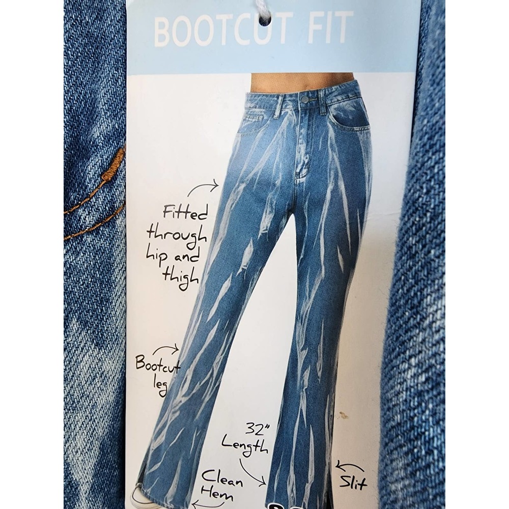 New Song Denim Boot Cut‎ Bleach Streak High Rise Comfort Jeans Size 29